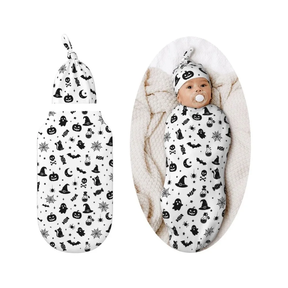 Goth Swaddle Blankets Soft Receiving Blanket Baby Swaddle Wrap & Hat NEW